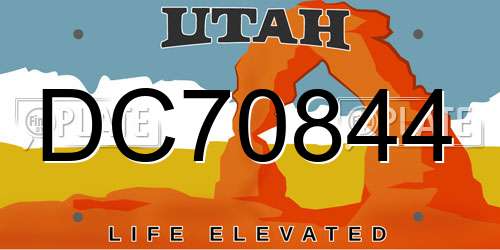 DC70844 Utah License Plate