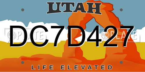 DC7D427 Utah License Plate
