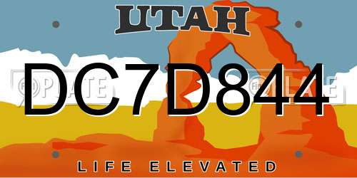 DC7D844 Utah License Plate