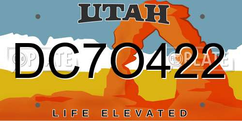 DC7O422 Utah License Plate