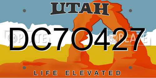DC7O427 Utah License Plate