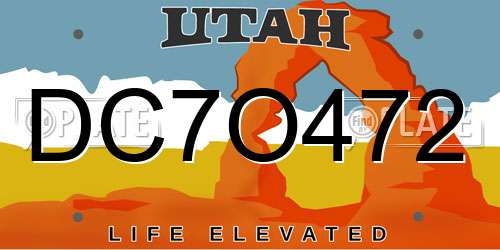 DC7O472 Utah License Plate