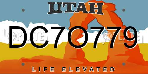 DC7O779 Utah License Plate