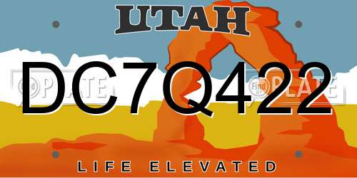 DC7Q422 Utah License Plate