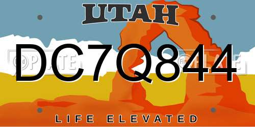 DC7Q844 Utah License Plate