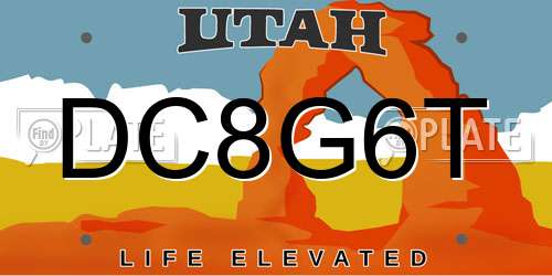 DC8G6T Utah License Plate