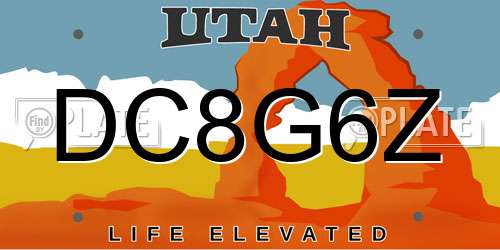 DC8G6Z Utah License Plate