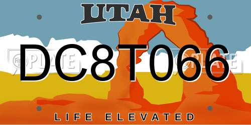 DC8T066 Utah License Plate