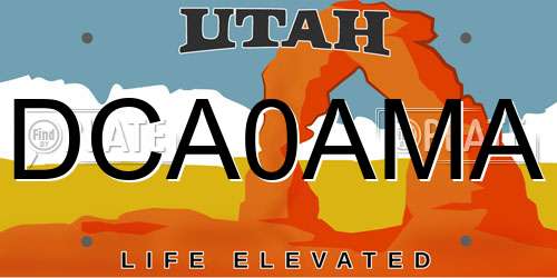 DCA0AMA Utah License Plate