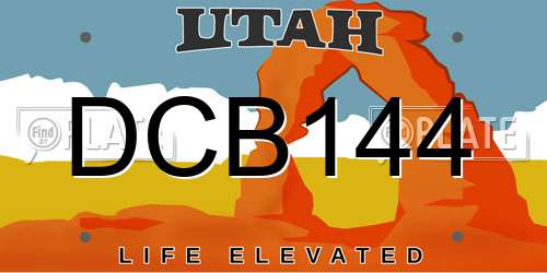DCB144 Utah License Plate