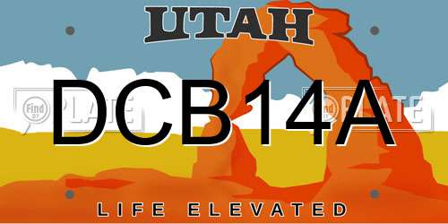 DCB14A Utah License Plate