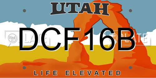 DCF16B Utah License Plate