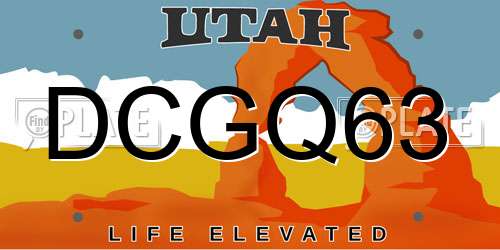 DCGQ63 Utah License Plate