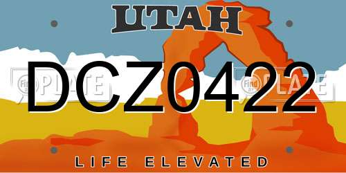 DCZ0422 Utah License Plate