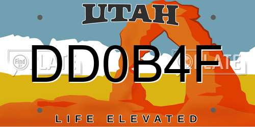 DD0B4F Utah License Plate
