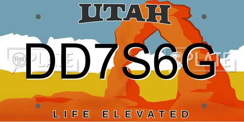 DD7S6G Utah License Plate