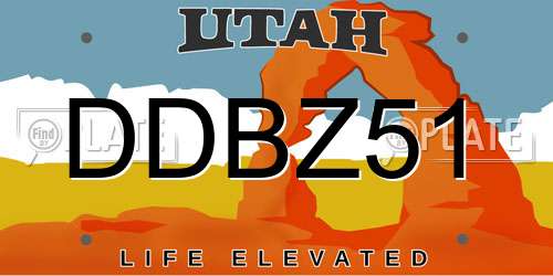 DDBZ51 Utah License Plate