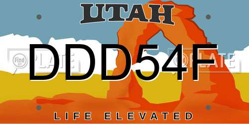 DDD54F Utah License Plate