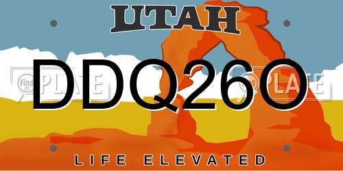 DDQ26O Utah License Plate