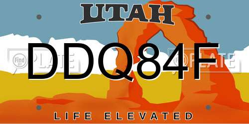 DDQ84F Utah License Plate