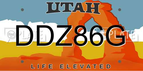DDZ86G Utah License Plate