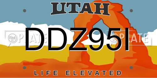 DDZ95I Utah License Plate