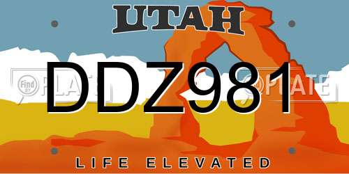 DDZ981 Utah License Plate