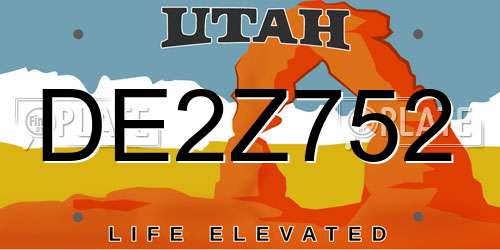 DE2Z752 Utah License Plate