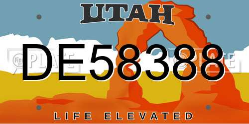 DE58388 Utah License Plate