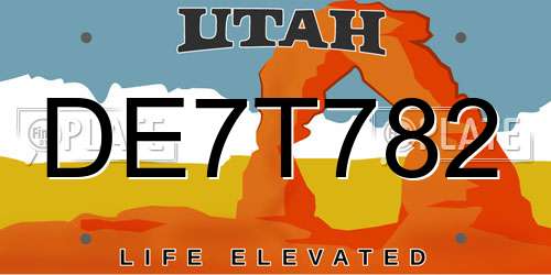 DE7T782 Utah License Plate