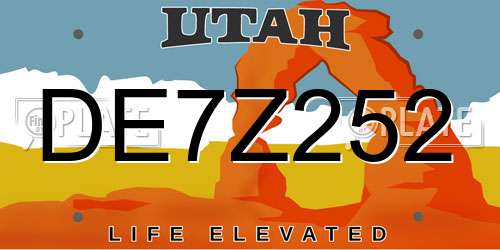 DE7Z252 Utah License Plate
