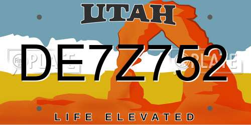 DE7Z752 Utah License Plate
