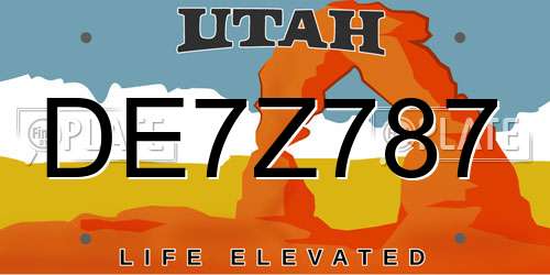 DE7Z787 Utah License Plate