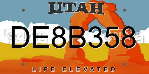 DE8B358 Utah License Plate