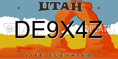 DE9X4Z Utah License Plate