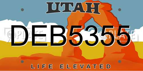 DEB5355 Utah License Plate