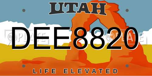 DEE8820 Utah License Plate