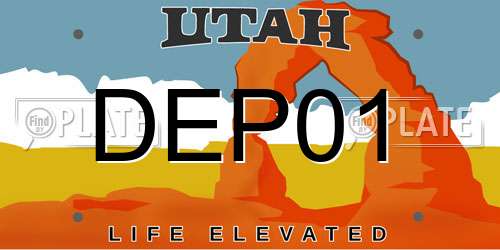 DEP01 Utah License Plate