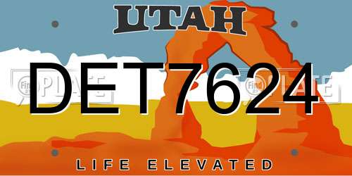 DET7624 Utah License Plate