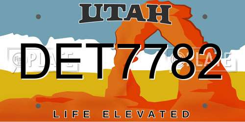 DET7782 Utah License Plate