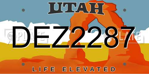 DEZ2287 Utah License Plate