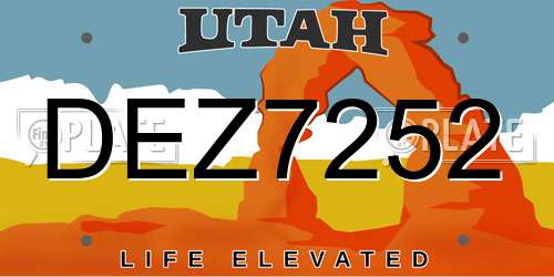 DEZ7252 Utah License Plate
