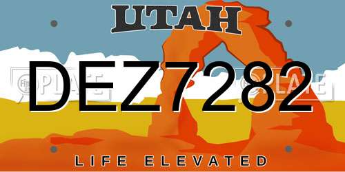 DEZ7282 Utah License Plate