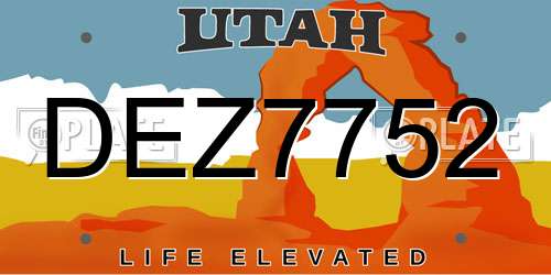 DEZ7752 Utah License Plate
