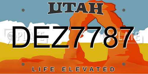 DEZ7787 Utah License Plate
