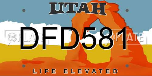 DFD581 Utah License Plate