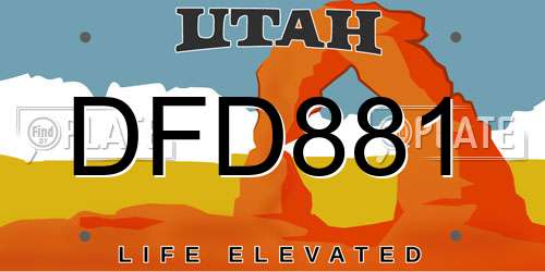 DFD881 Utah License Plate