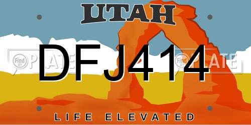 DFJ414 Utah License Plate