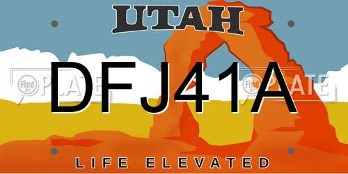 DFJ41A Utah License Plate