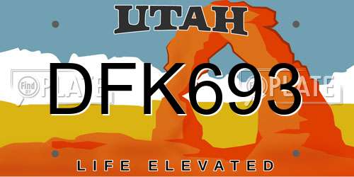 DFK693 Utah License Plate